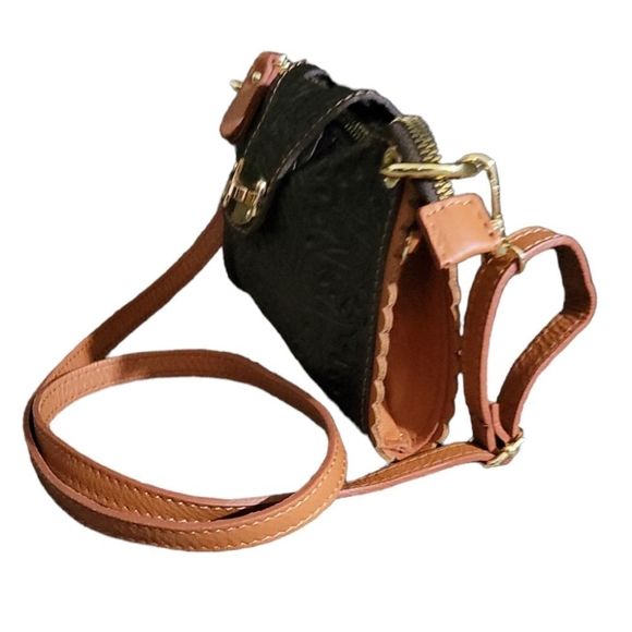 REAL LEATHER Made in Italy Embossed Design Crossbody HandBag - Picture 5 of 12
